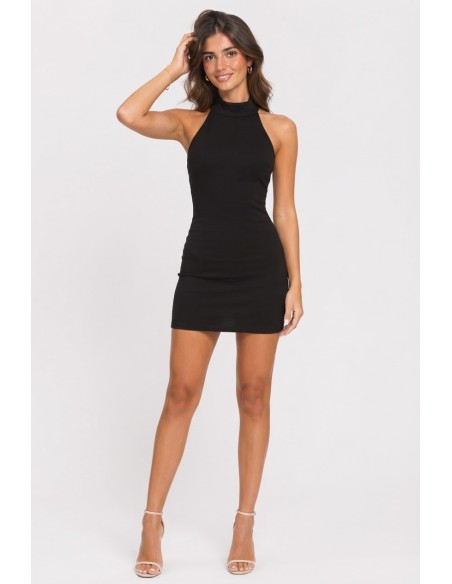 Robe Courte Bijou Dos Noire Femme | Zerda