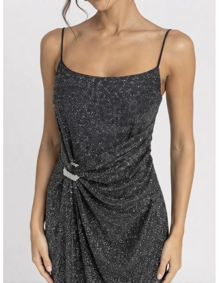 Robe Longue Pailletée Argentée Femme | Zerda