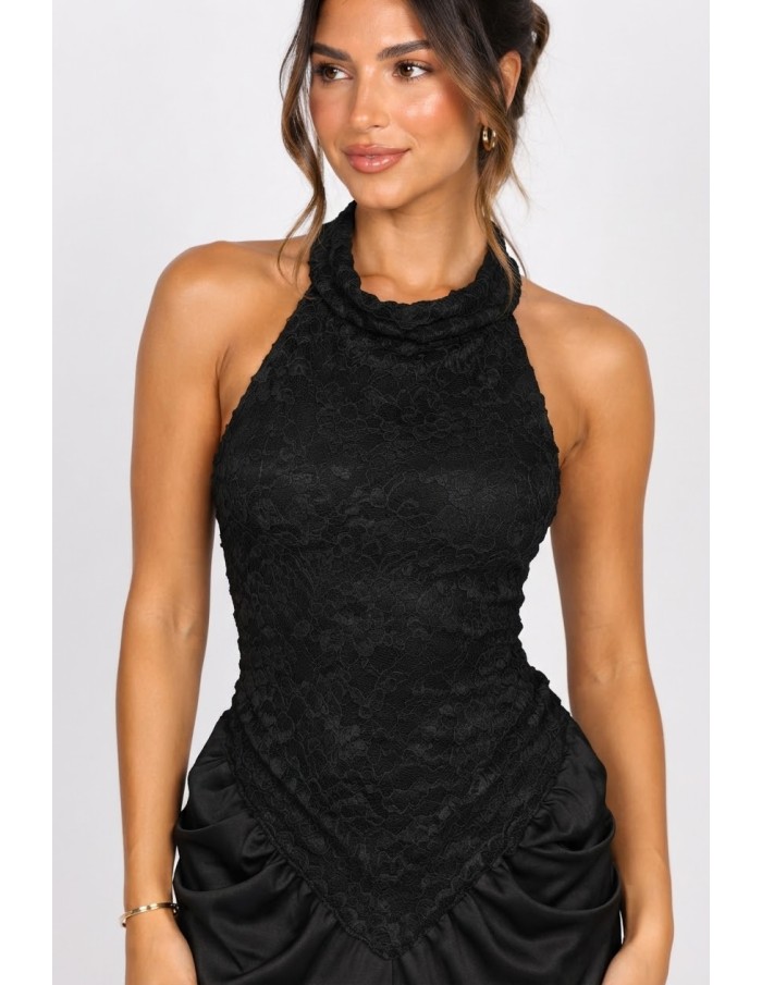 Robe Longue Dentelle Noire Femme | Zerda