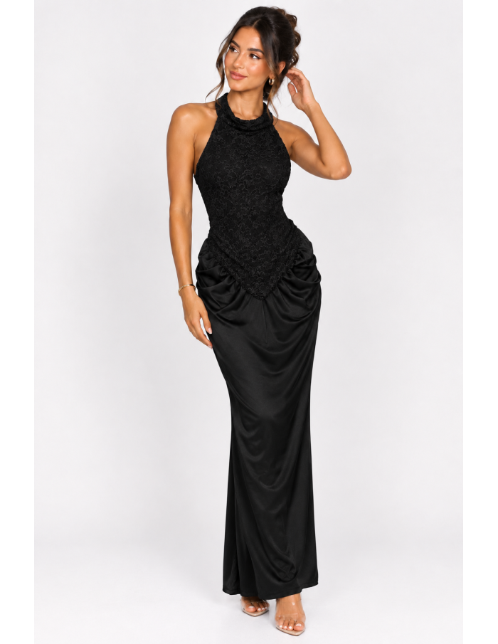 Robe Longue Dentelle Noire Femme | Zerda
