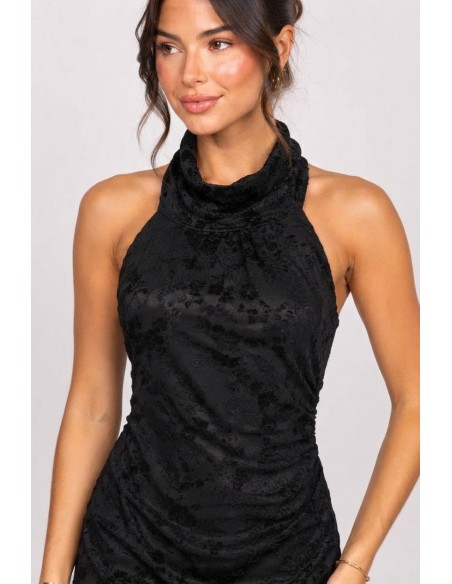 Robe Longue Fleurie Dos Nu Noire Femme | Zerda