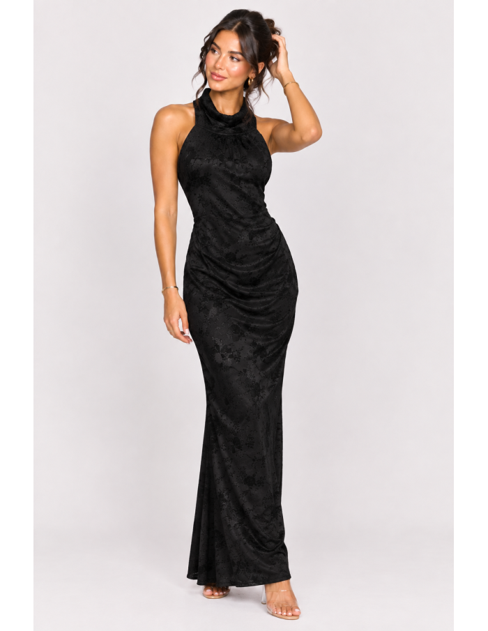 Robe Longue Fleurie Dos Nu Noire Femme | Zerda