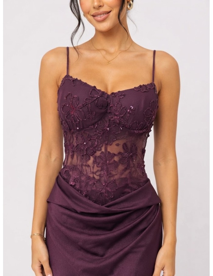 Robe Body Haut Transparent Prune Femme | Zerda