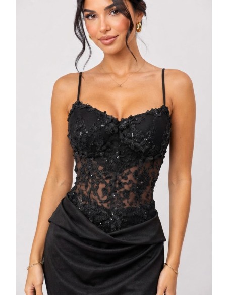 Robe Body Haut Transparent Noire Femme | Zerda