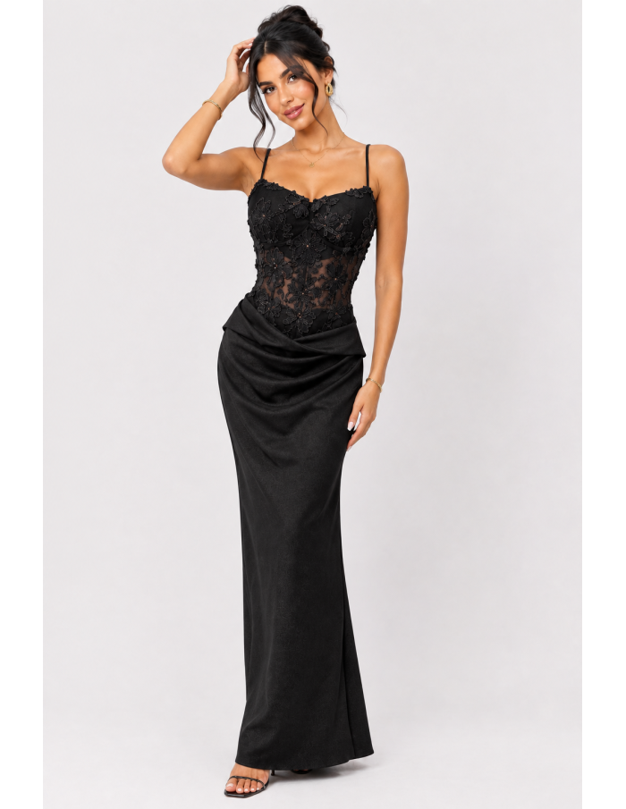 Robe Body Haut Transparent Noire Femme | Zerda
