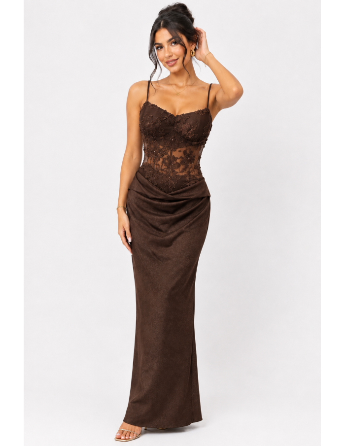 Robe Body Haut Transparent Chocolat Femme | Zerda