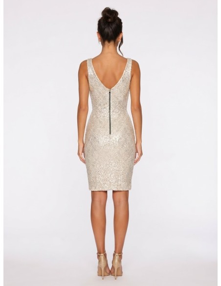 Robe Courte Sequins Dorée Femme | Zerda