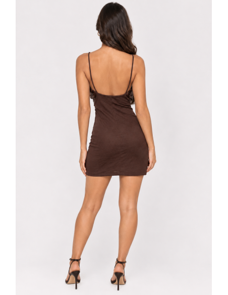 Robe Courte Bustier Sequins Chocolat Femme | Zerda