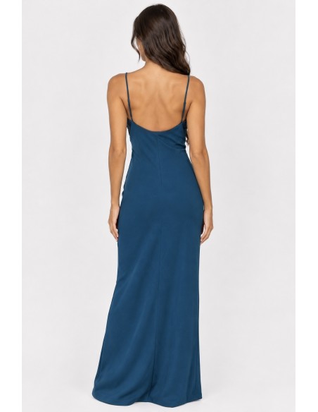 Robe Longue Bustier Sequins Bleu Canard Femme | Zerda