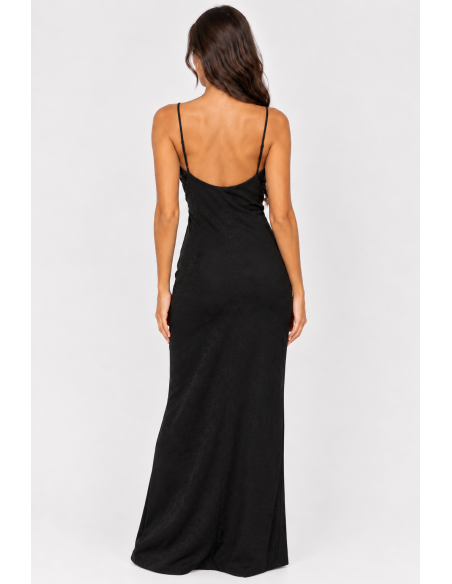 Robe Longue Bustier Sequins Noire Femme | Zerda