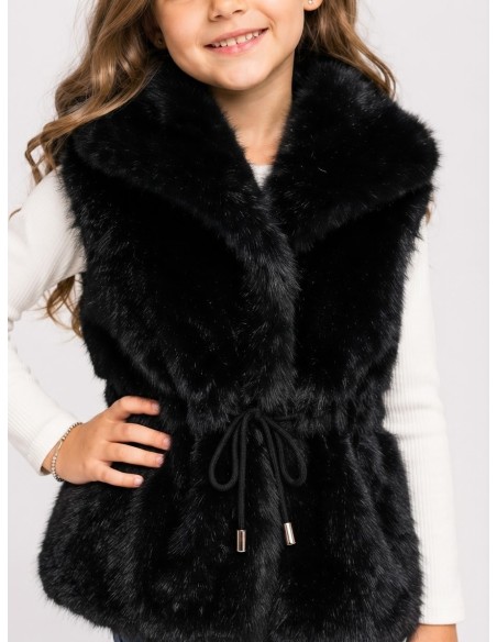 Gilet Fourrure Noir Fille 4-14 Ans | Zerda