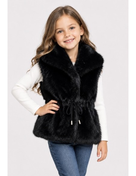 Gilet Fourrure Noir Fille 4-14 Ans | Zerda