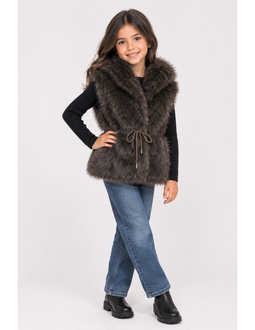Gilet Fourrure Chocolat Fille 4-14 Ans | Zerda 2