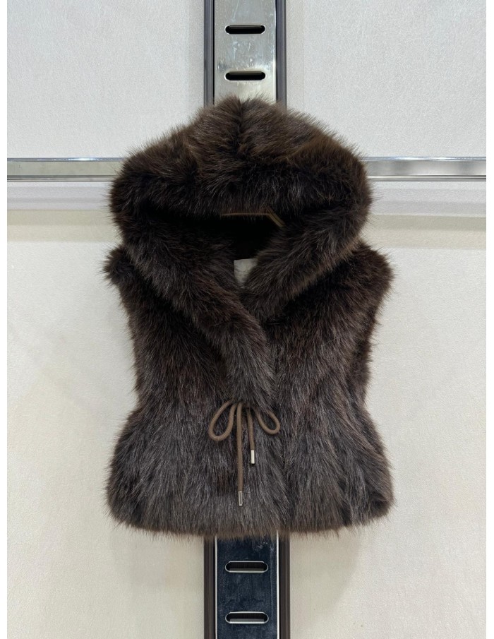Gilet Fourrure Chocolat Fille 4-14 Ans | Zerda