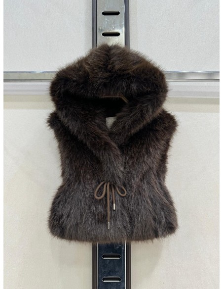 Gilet Fourrure Chocolat Fille 4-14 Ans | Zerda