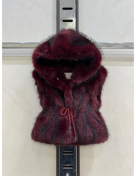 Gilet Fourrure Bordeaux Fille 4-14 Ans | Zerda