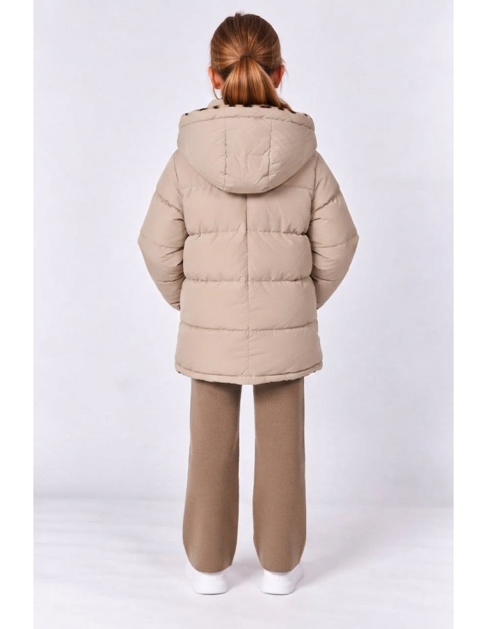 Doudoune Réversible Léopard Beige Fille | Zerda