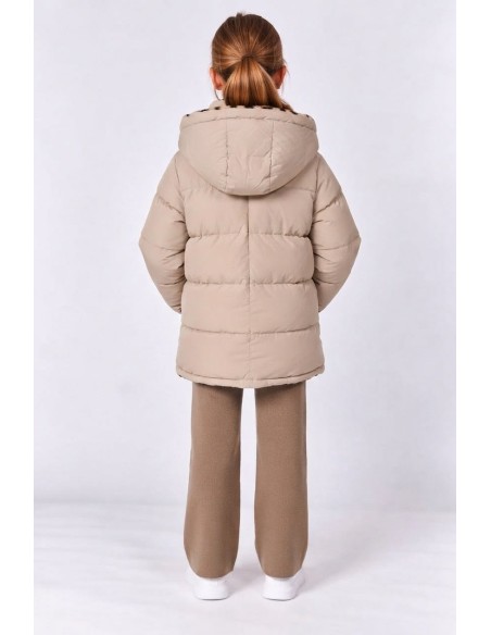 Doudoune Réversible Léopard Beige Fille | Zerda