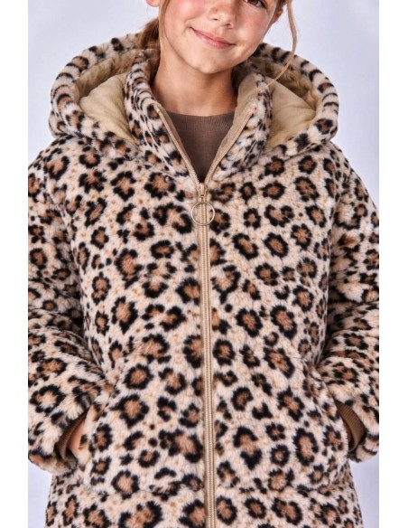 Doudoune Réversible Léopard Beige Fille | Zerda