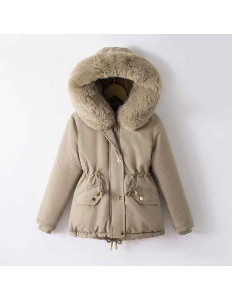 DOUDOUNE BEIGE CAPUCHE FOURRURE FILLE - 4 À 14 ANS
