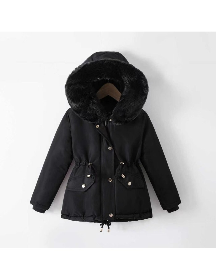 DOUDOUNE NOIRE CAPUCHE FOURRURE FILLE - 4 À 14 ANS