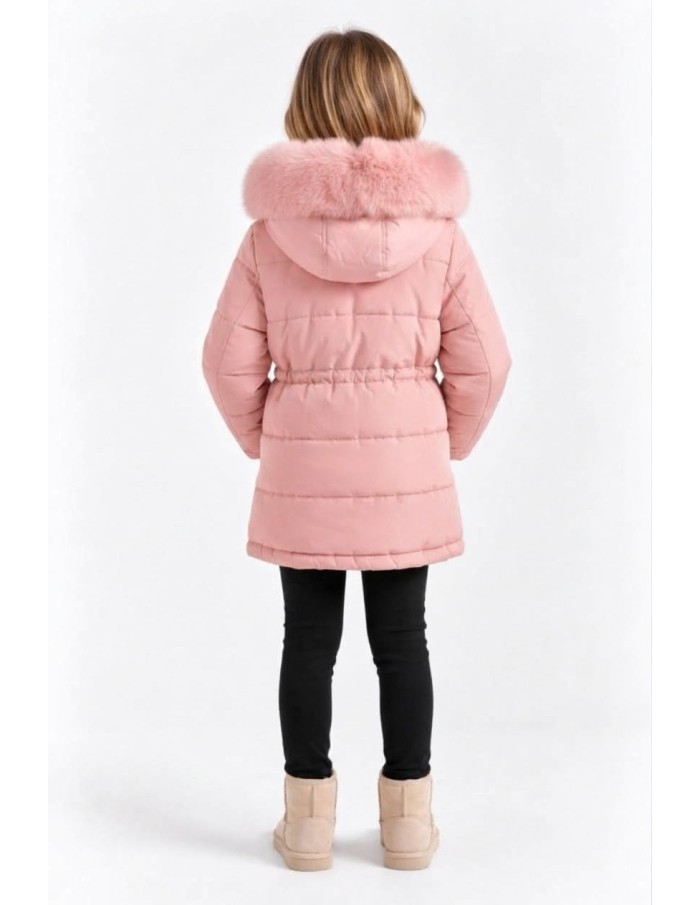 DOUDOUNE ROSE CAPUCHE FOURRURE FILLE - 4 À 14 ANS