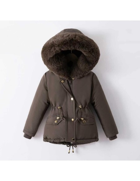 DOUDOUNE CHOCO CAPUCHE FOURRURE FILLE - 4 À 14 ANS