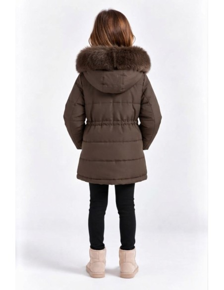 DOUDOUNE CHOCO CAPUCHE FOURRURE FILLE - 4 À 14 ANS