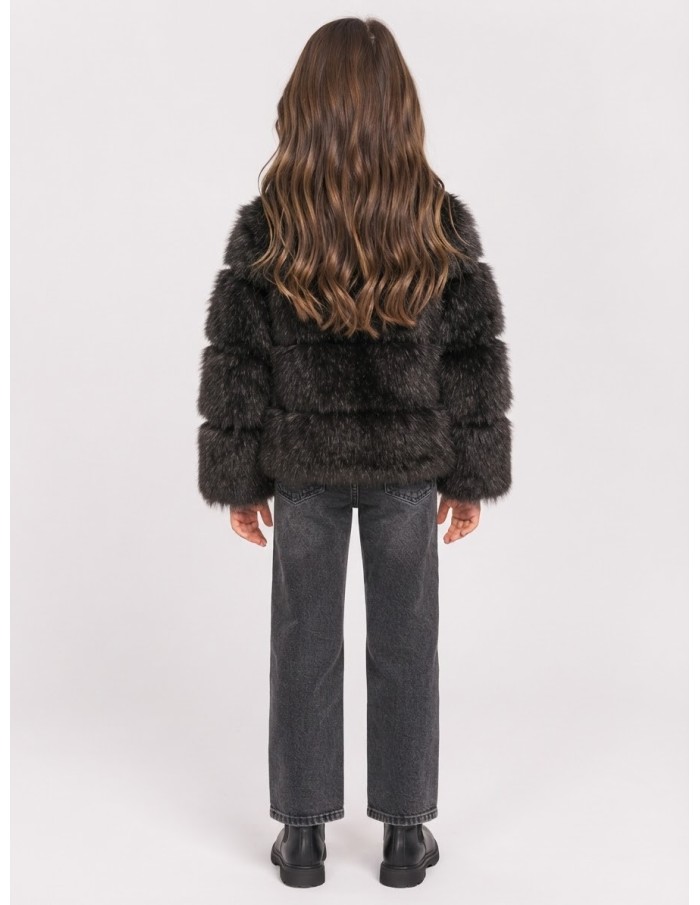 VESTE ZIPPÉE FOURRURE CHOCOLAT - FILLE 6 À 14 ANS