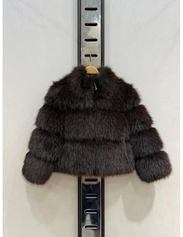 VESTE ZIPPÉE FOURRURE CHOCOLAT - FILLE 6 À 14 ANS