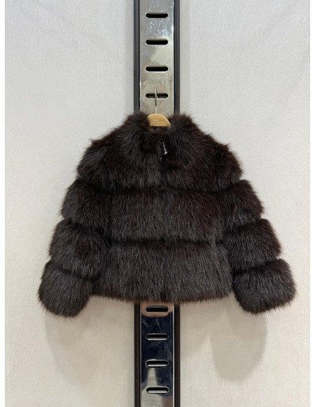 VESTE ZIPPÉE FOURRURE CHOCOLAT - FILLE 6 À 14 ANS