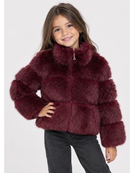 Veste Zippée Fourrure Bordeaux Fille | Zerda