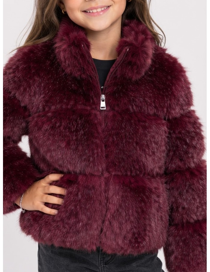 Veste Zippée Fourrure Bordeaux Fille | Zerda
