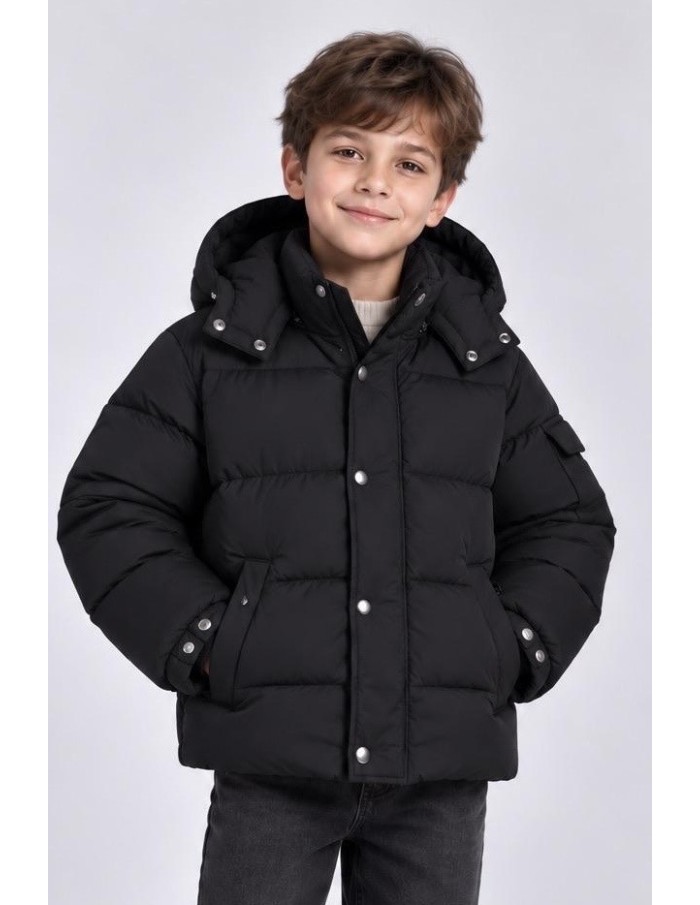Doudoune Capuche Noire Garçon 4-14 Ans | Zerda