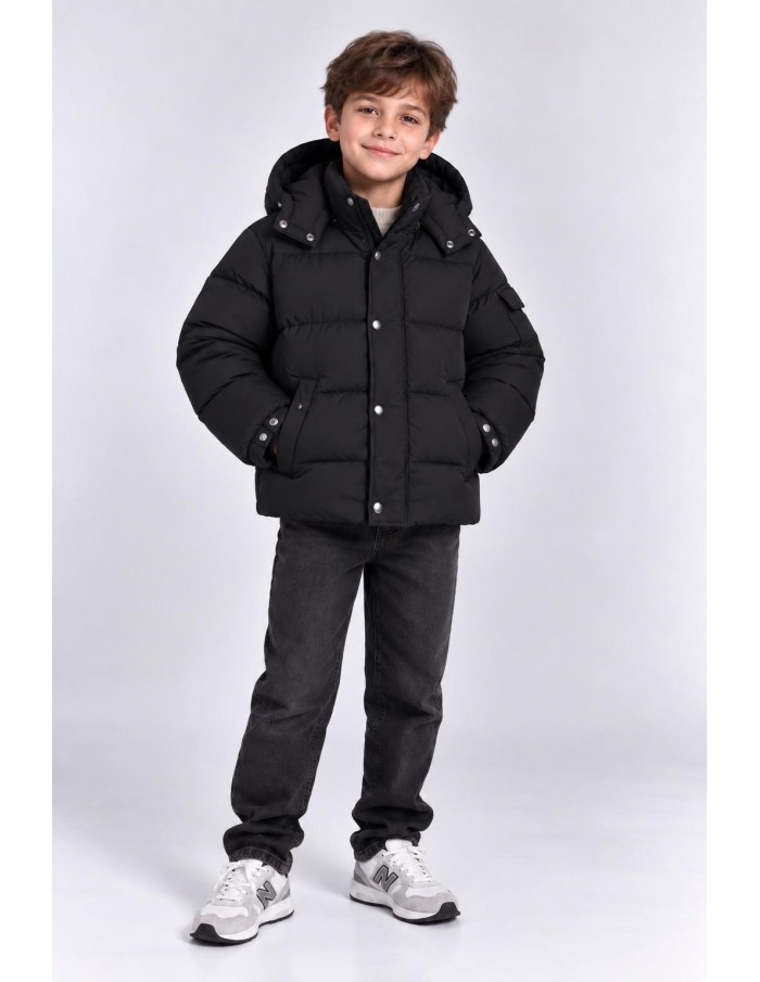 Doudoune Capuche Noire Garçon 4-14 Ans | Zerda