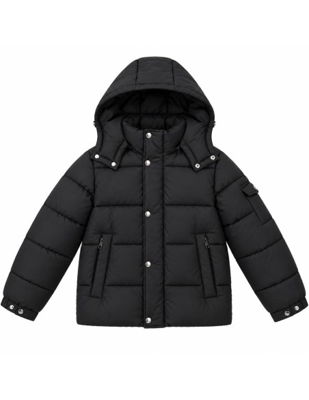 Doudoune Capuche Noire Garçon 4-14 Ans | Zerda