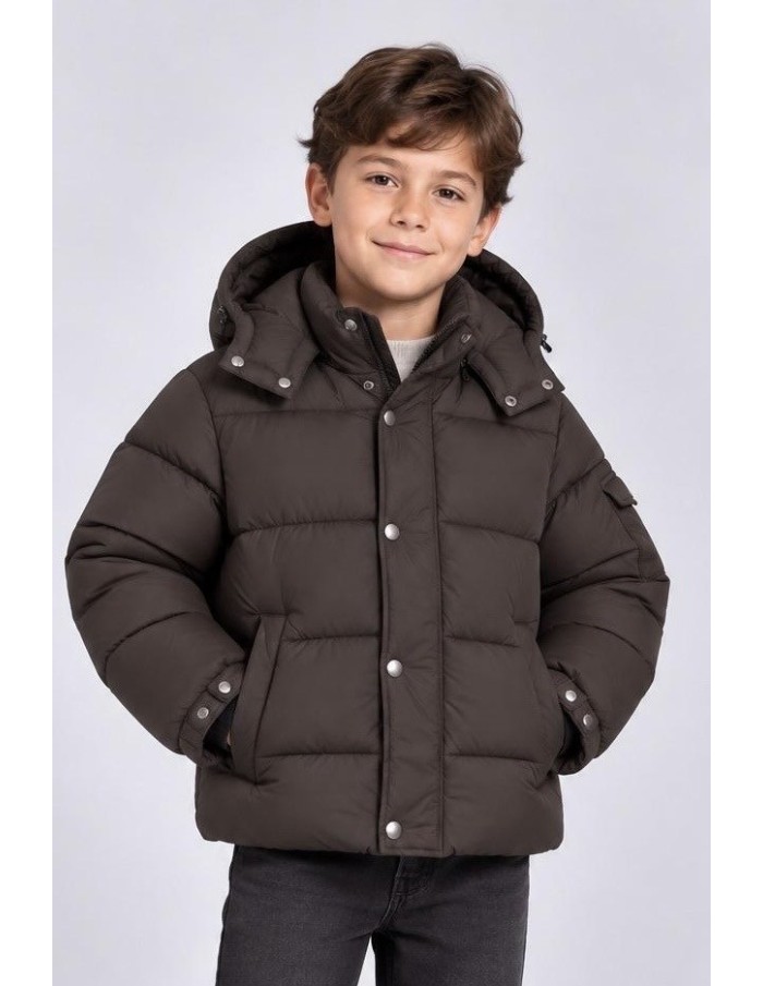 Doudoune Capuche Chocolat Garçon 4-14 Ans | Zerda