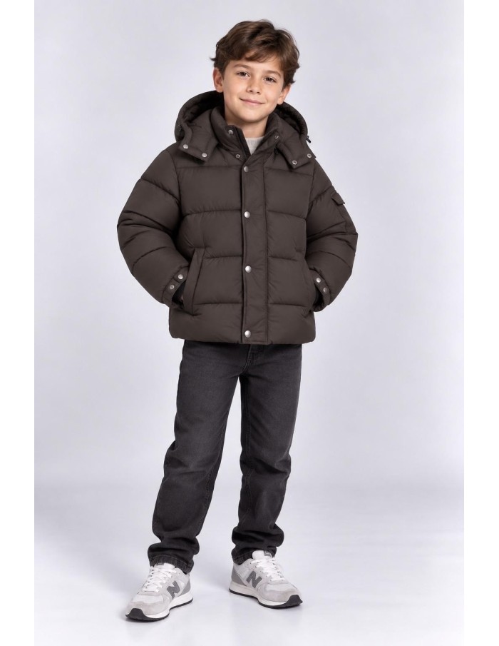 Doudoune Capuche Chocolat Garçon 4-14 Ans | Zerda