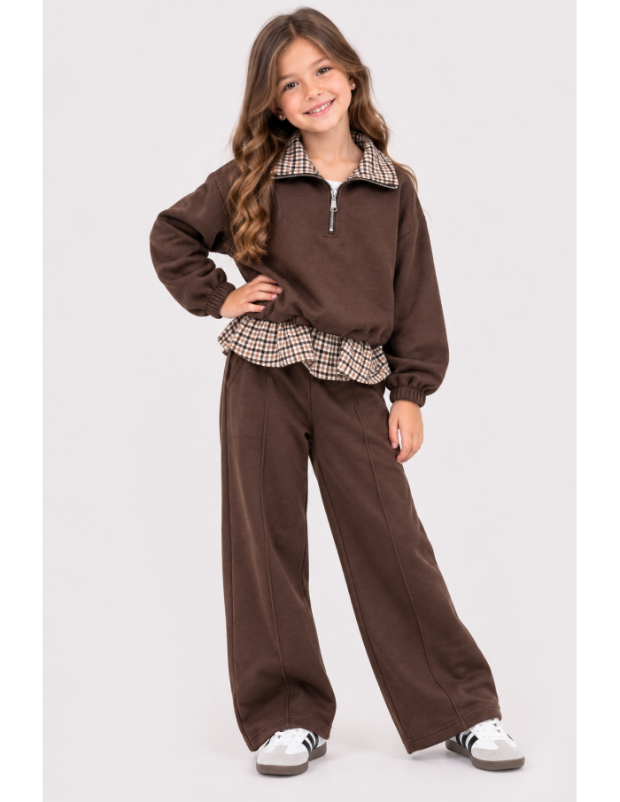 Ensemble Jogging Chocolat Fille 4-14 Ans | Zerda