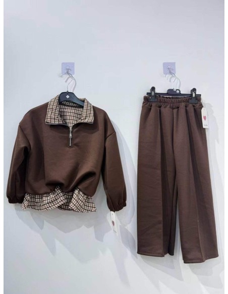 Ensemble Jogging Chocolat Fille 4-14 Ans | Zerda