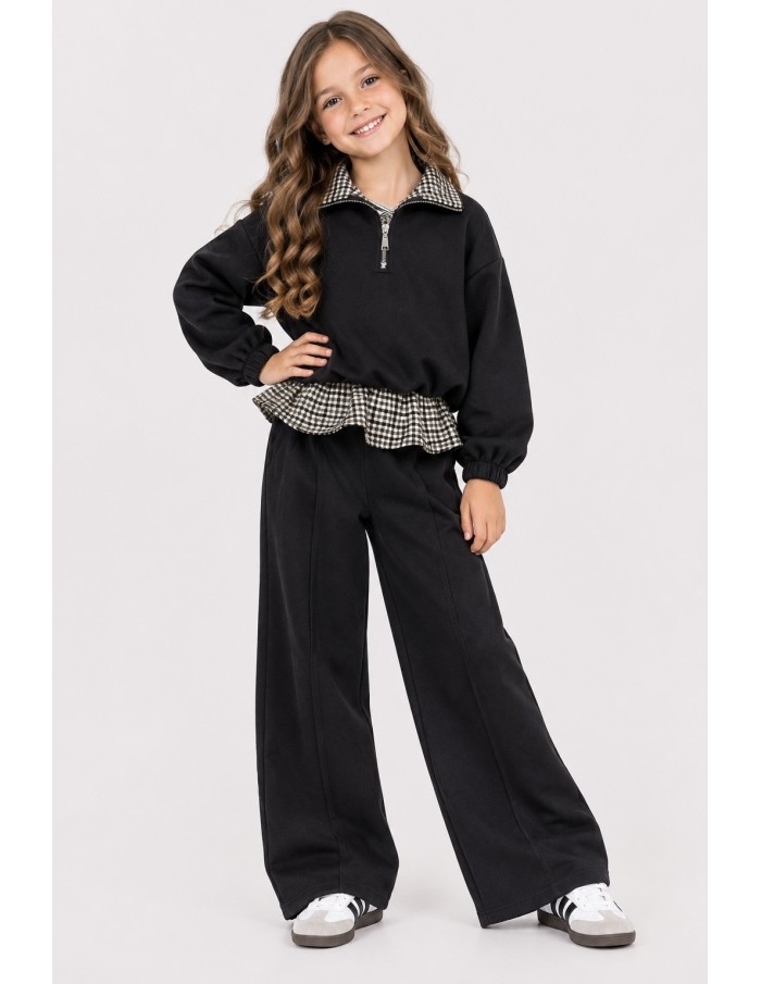 Ensemble Jogging Noir Fille 4-14 Ans | Zerda