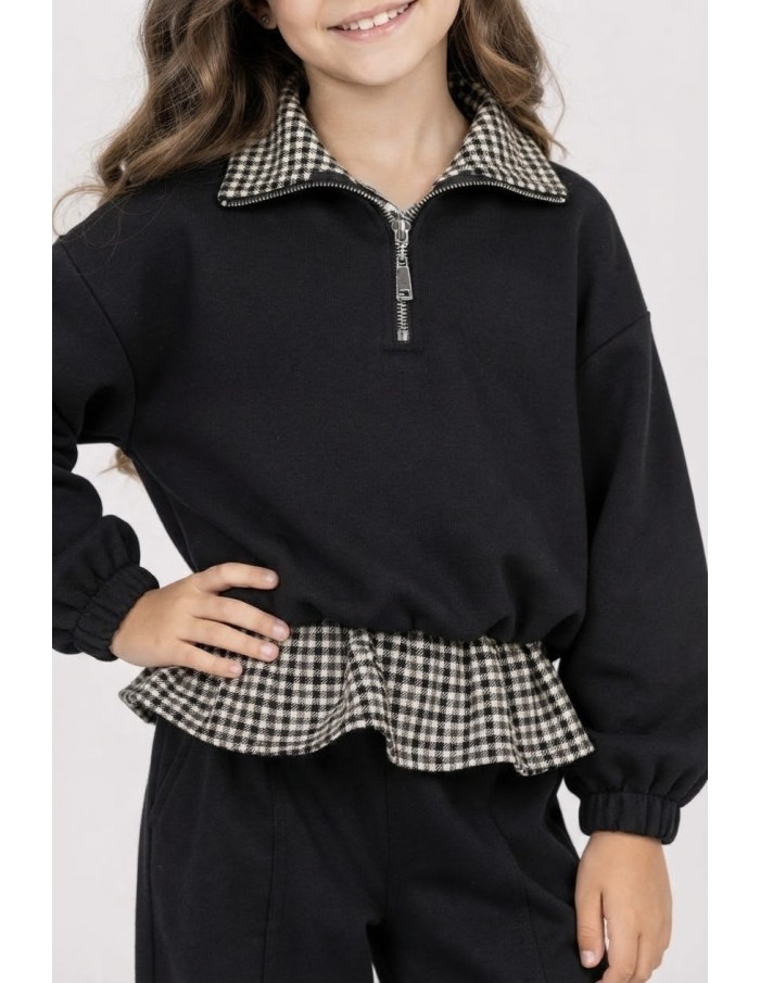 Ensemble Jogging Noir Fille 4-14 Ans | Zerda