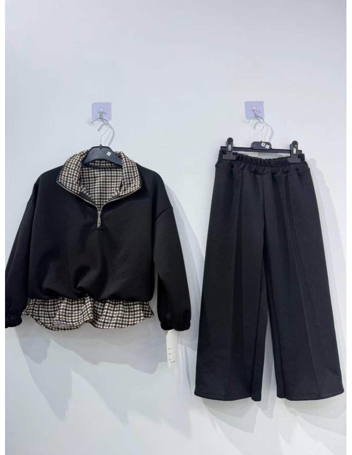 Ensemble Jogging Noir Fille 4-14 Ans | Zerda