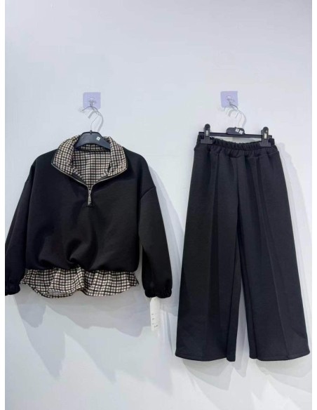 Ensemble Jogging Noir Fille 4-14 Ans | Zerda