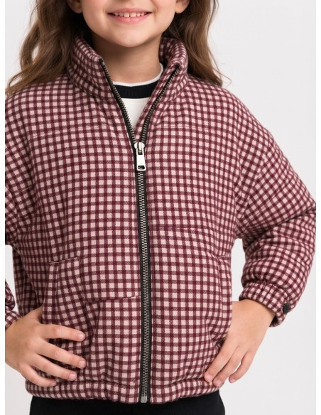 Veste À Carreaux Bordeaux Fille 4-14 Ans | Zerda
