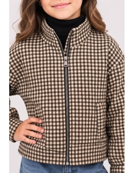 Veste À Carreaux Beige Fille 4-14 Ans | Zerda