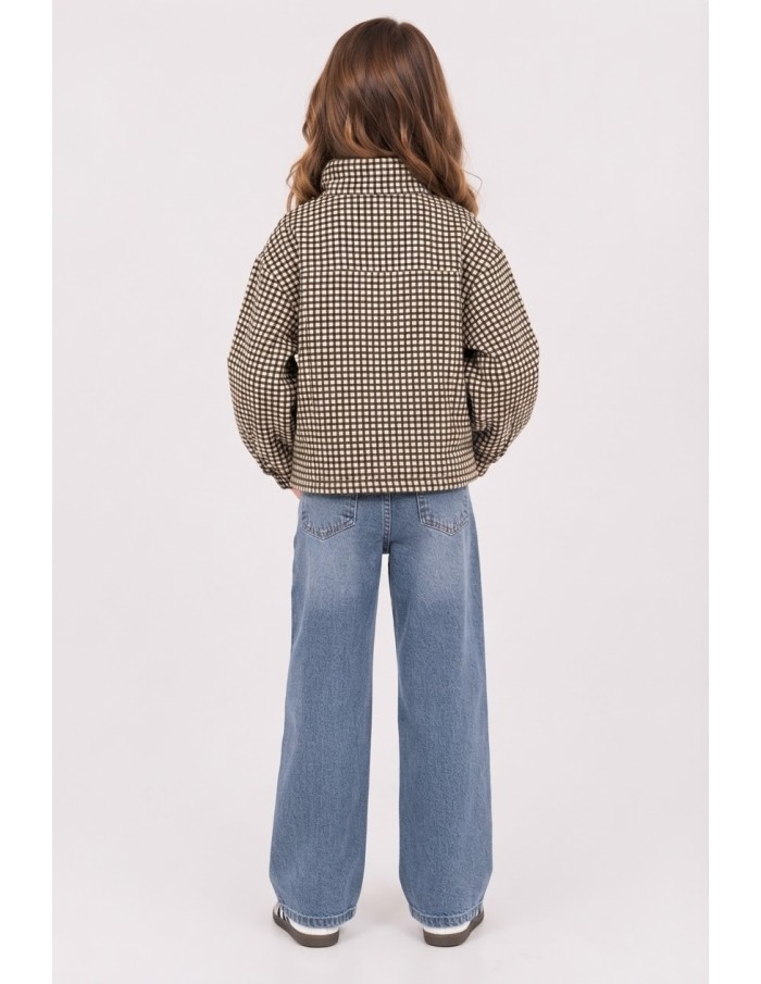 Veste À Carreaux Beige Fille 4-14 Ans | Zerda