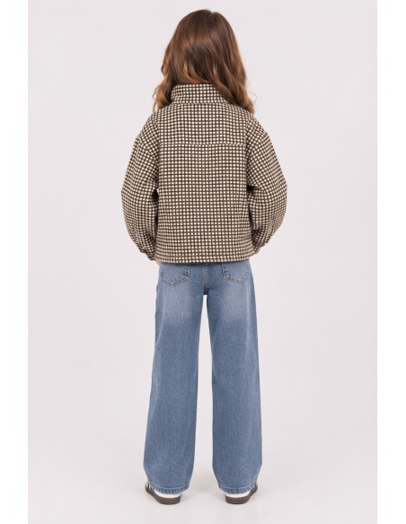 Veste À Carreaux Beige Fille 4-14 Ans | Zerda