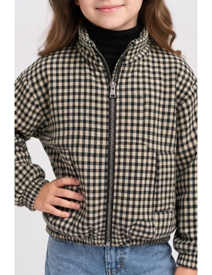 Veste À Carreaux Noire Fille 4-14 Ans | Zerda
