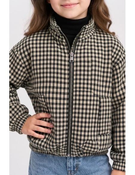 Veste À Carreaux Noire Fille 4-14 Ans | Zerda